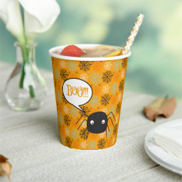 かわいいクモとクモの巣パターン（の模様が）ある 紙コップ