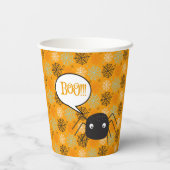 かわいいクモとクモの巣パターン（の模様が）ある 紙コップ (裏面)