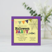 かわいいクモのカラフルなハロウィンパーティー 招待状 (スタンド正面)