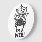 かわいいクモのステッカー 🕷️✨ | かわいいイラストのクモの巣 ラージ壁時計 (傾斜)