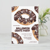 かわいいクモのスパイシーなドーナツ ハロウィン工作パーティー 招待状 (スタンド正面)