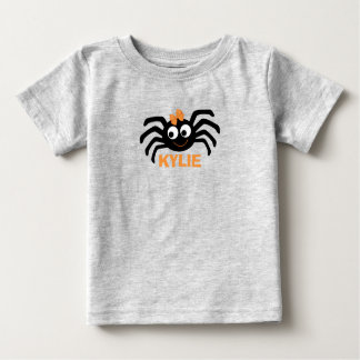 かわいいクモの巣のハロウィパーソナライズされたン ベビーTシャツ