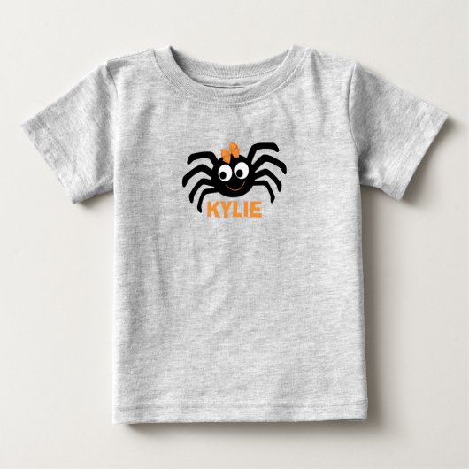 かわいいクモの巣のハロウィパーソナライズされたン ベビーTシャツ (正面)