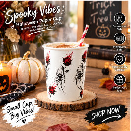かわいいクモの水彩画 ハロウィンパーティー紙コップ 紙コップ