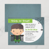 かわいいクモの男の子キッズハロウィンパーティー招待状 招待状 (正面/裏面)