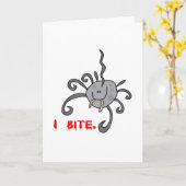 かわいいクモをかむ カード (黄色い花)