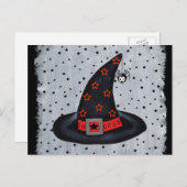 かわいいクモを星にぶら下がったする黒い魔女ハット ポストカード (正面/裏面)