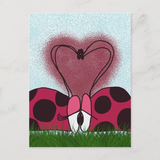 かわいいクモリグモのカップル ポストカード (正面)