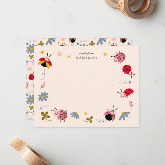 かわいいクモリナガハナアリの幼児 ノートカード (正面/裏面インサイチュ)