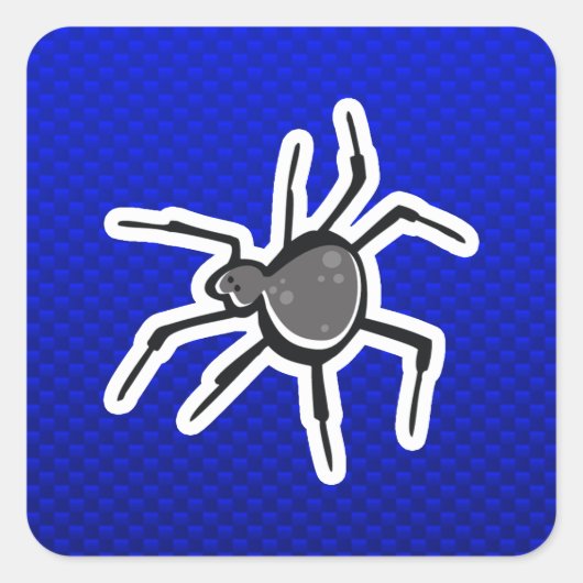 かわいいクモ；青 スクエアシール (正面)