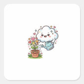 かわいいクラウドとフラワーS スクエアシール (正面)