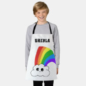 かわいいクラウドとレインボーキッドの名前 エプロン (着用した状態)