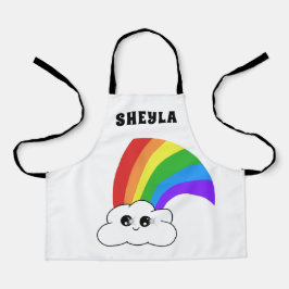 かわいいクラウドとレインボーキッドの名前 エプロン