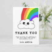 かわいいクラウドレインボーガーリー子供の誕生日 サンキューカード (スタンド正面)
