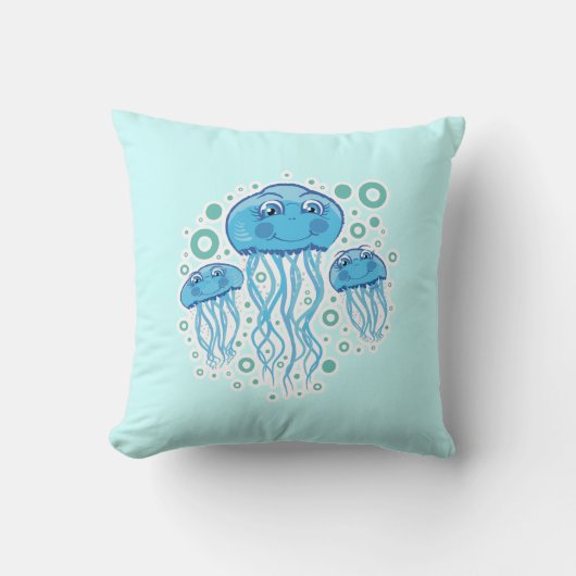 かわいいクラゲと泡の枕 クッション (正面)