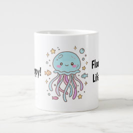 かわいいクラゲのマグカップ – 喜びを持って人生を漂う ジャンボコーヒーマグカップ