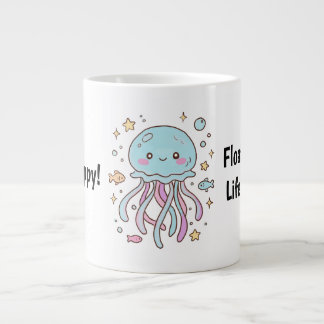 かわいいクラゲのマグカップ – 喜びを持って人生を漂う ジャンボコーヒーマグカップ