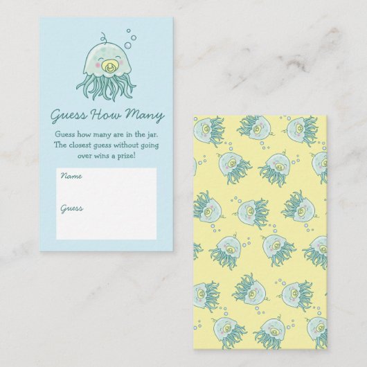 かわいいクラゲの赤ちゃんシャワーかわいい数を推測 エンクロージャーカード (正面/裏面)