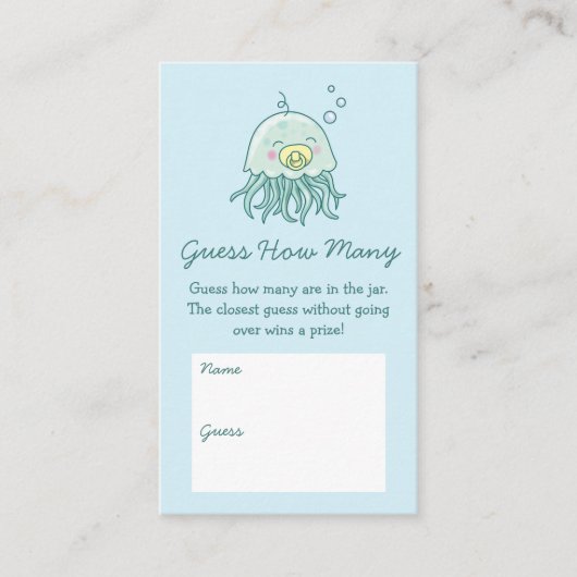 かわいいクラゲの赤ちゃんシャワーかわいい数を推測 エンクロージャーカード (正面)
