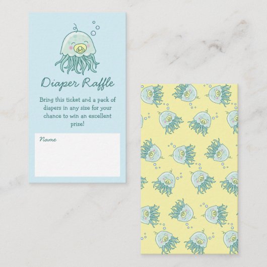かわいいクラゲ赤ちゃんシャワーかわいいおむつラッフル エンクロージャーカード (正面/裏面)