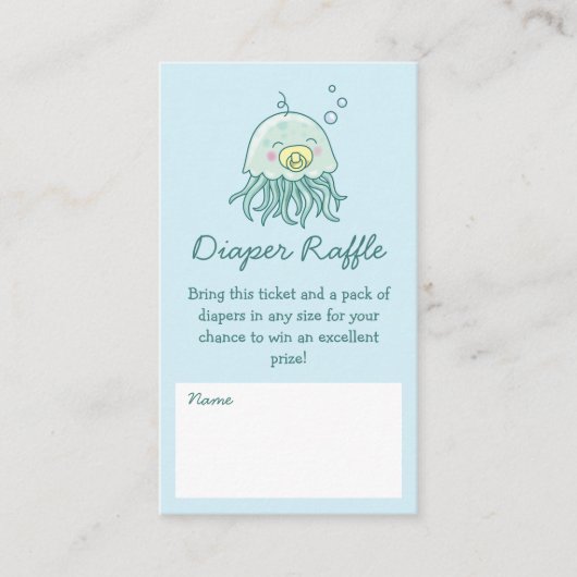 かわいいクラゲ赤ちゃんシャワーかわいいおむつラッフル エンクロージャーカード (正面)