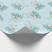 かわいいクラゲ赤ちゃんシャワーかわいいピンクガール ラッピングペーパー (角)