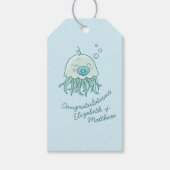 かわいいクラゲ赤ちゃんシャワーかわいいブルーボーイ ギフトタグ (正面)