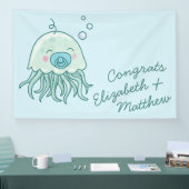 かわいいクラゲ赤ちゃんシャワーかわいいブルーボーイ 横断幕 (トレードショー)