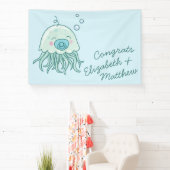 かわいいクラゲ赤ちゃんシャワーかわいいブルーボーイ 横断幕 (インサイチュ)