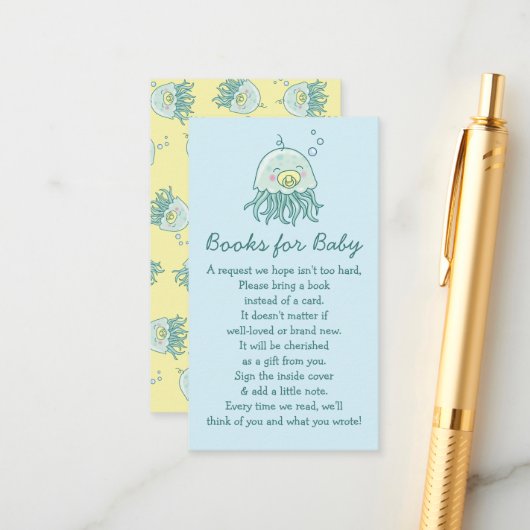 かわいいクラゲ赤ちゃんシャワーかわいい本ベビー エンクロージャーカード (正面/裏面インサイチュ)