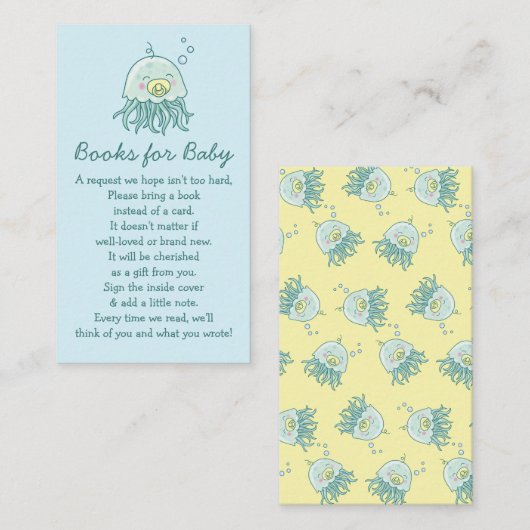 かわいいクラゲ赤ちゃんシャワーかわいい本ベビー エンクロージャーカード (正面/裏面)