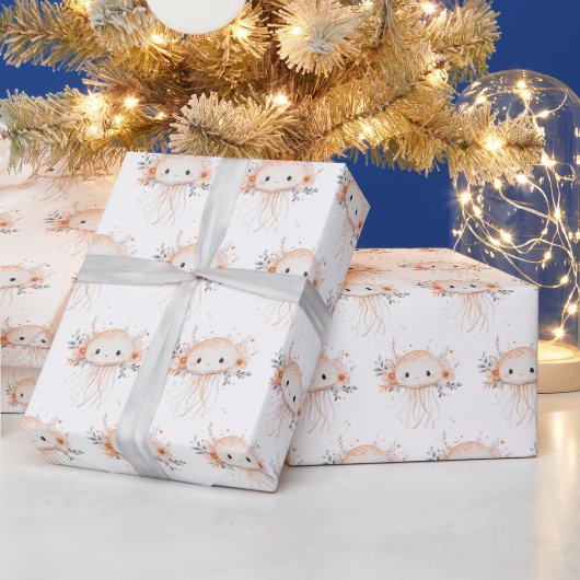 かわいいクラゲ ラッピングペーパー (クリスマス)