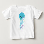 かわいいクラゲ、小さなクラゲ、青いクラゲ ベビーTシャツ (正面)