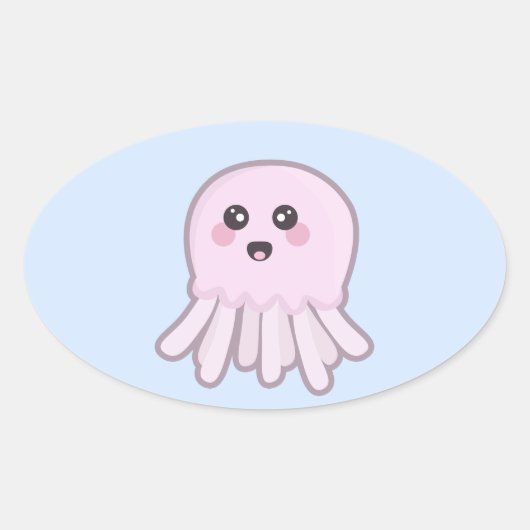 かわいいクラゲ 楕円形シール (正面)