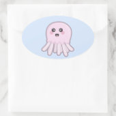 かわいいクラゲ 楕円形シール (バッグ)