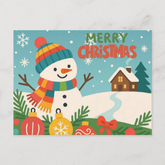 かわいいクラシックなメリークリスマスの雪だるま シーズンポストカード