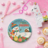 かわいいクラシックなメリークリスマスの雪だるま ペーパープレート (パーティー)