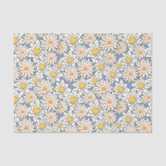 かわいいクラシックなレトロパターン 黄色の花 薄葉紙