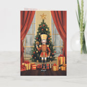 かわいいクラシックな木製の兵隊人形 オーダーメイドのクリスマス シーズンカード (裏面)