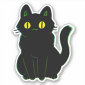かわいいクラシックな黒猫の漫画 シール (正面)