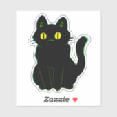 かわいいクラシックな黒猫の漫画 シール (シート)