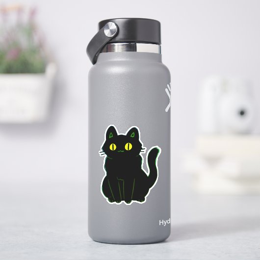 かわいいクラシックな黒猫の漫画 シール (HydroFlask)