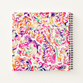 かわいいクラシックカラフル花のパターン ノートブック (裏面)
