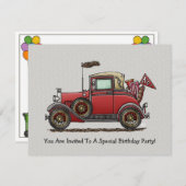 かわいいクラシックカー 招待状 (正面/裏面)