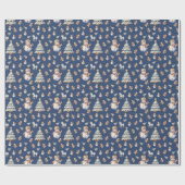 かわいいクラシッククリスマス雪だるま ラッピングペーパー (フラット)