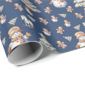 かわいいクラシッククリスマス雪だるま ラッピングペーパー (ロールコーナー)