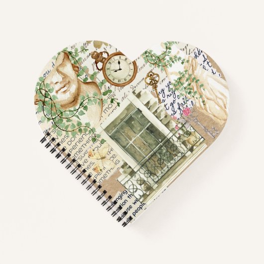 かわいいクラシックコラージュのアートワークギリシャの像 ノートブック (正面)