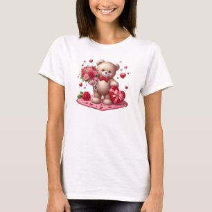 かわいいクラシックバレンタインデーteddy bear tシャツ