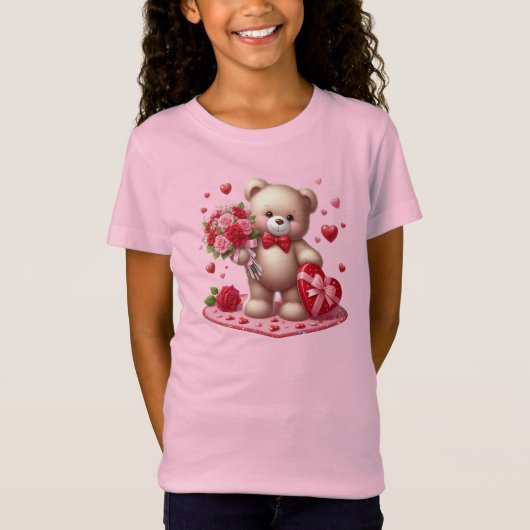かわいいクラシックバレンタインデーteddy bear tシャツ (正面)