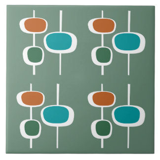 かわいいクラシックパターン美しいセージ緑のオレンジ タイル